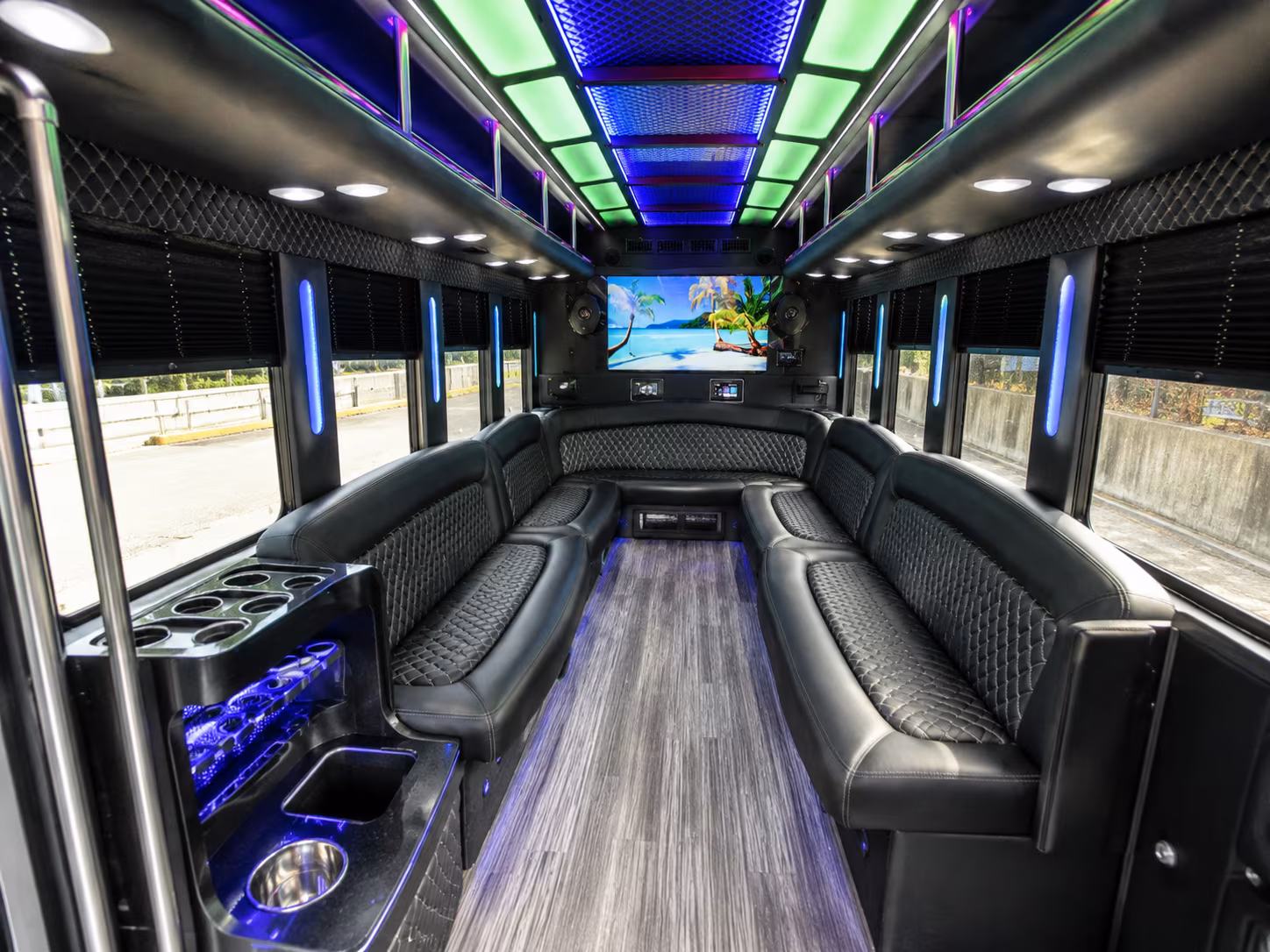 hillsborough 18 passenger party bus inside