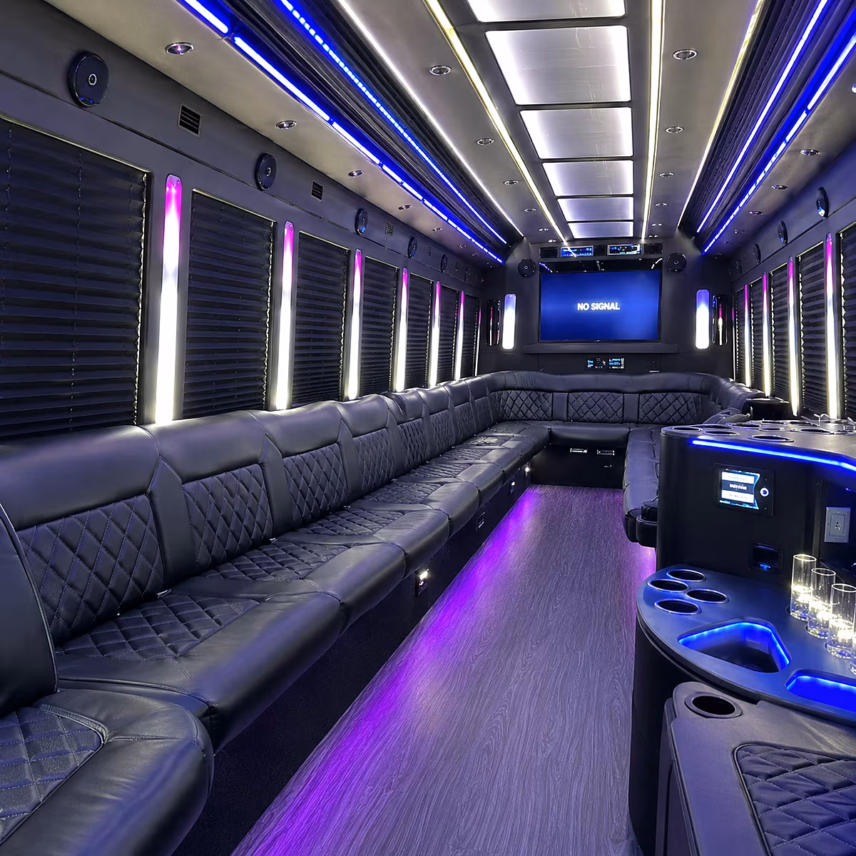 hillsborough 30 passenger party bus inside