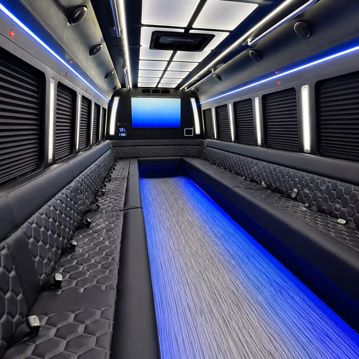 hillsborough 50 passenger party bus inside