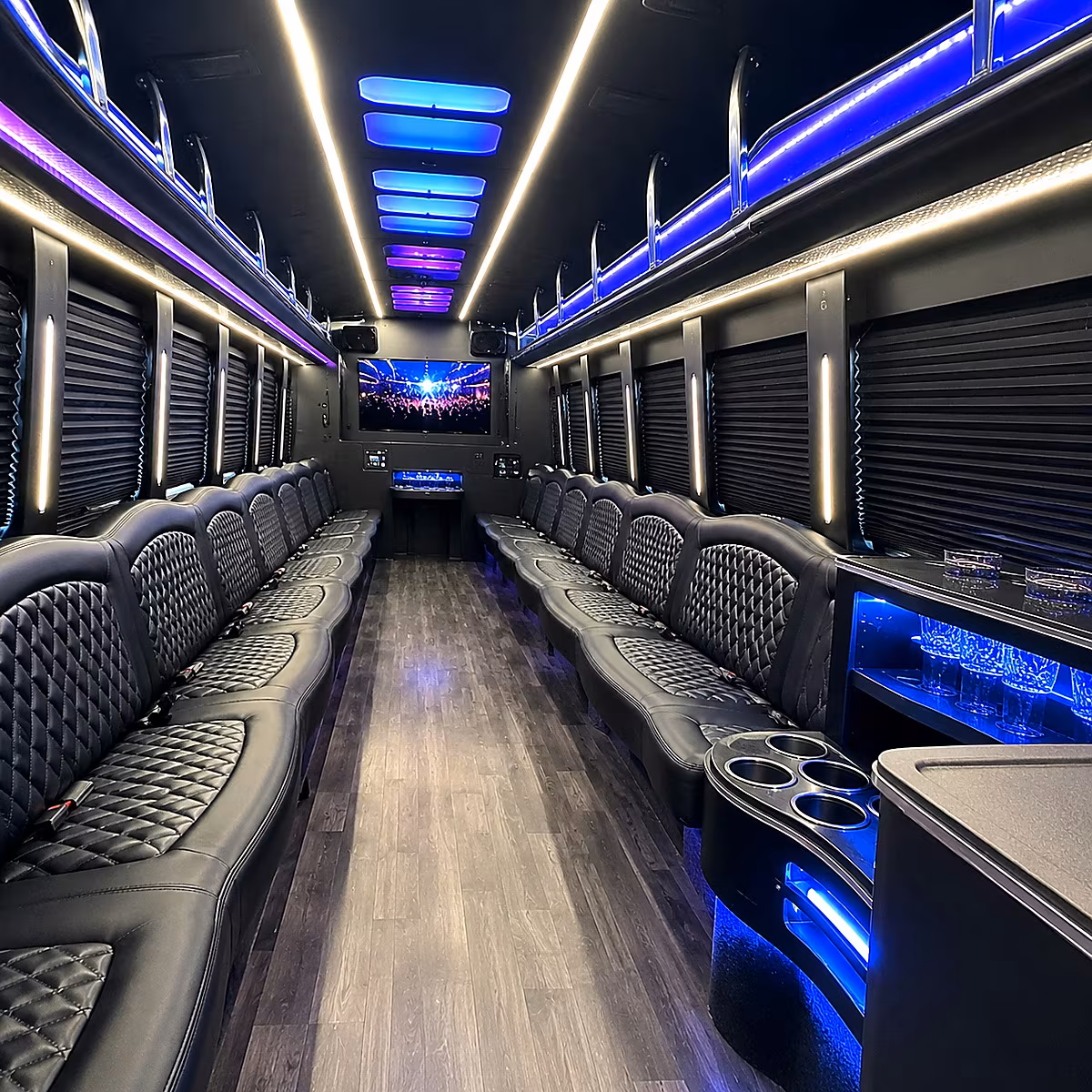 hillsborough party bus rental interior