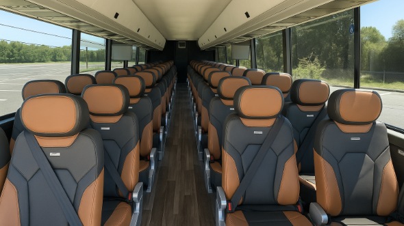Interior of Charter Bus Company Hillsborough's 55 Passenger Charter Bus in Hillsborough