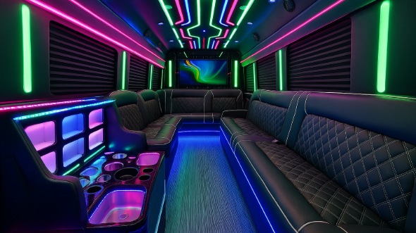 Interior of Charter Bus Company Hillsborough's Party Bus in Hillsborough