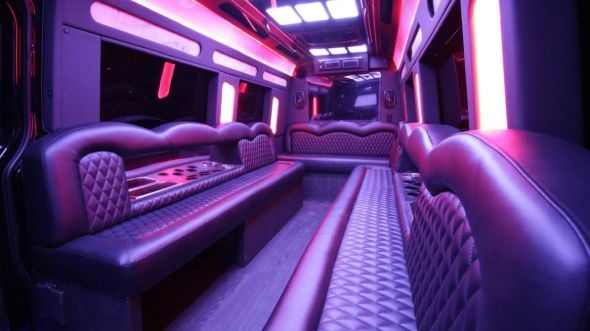 Interior of Charter Bus Company Hillsborough's Sprinter Limo in Hillsborough